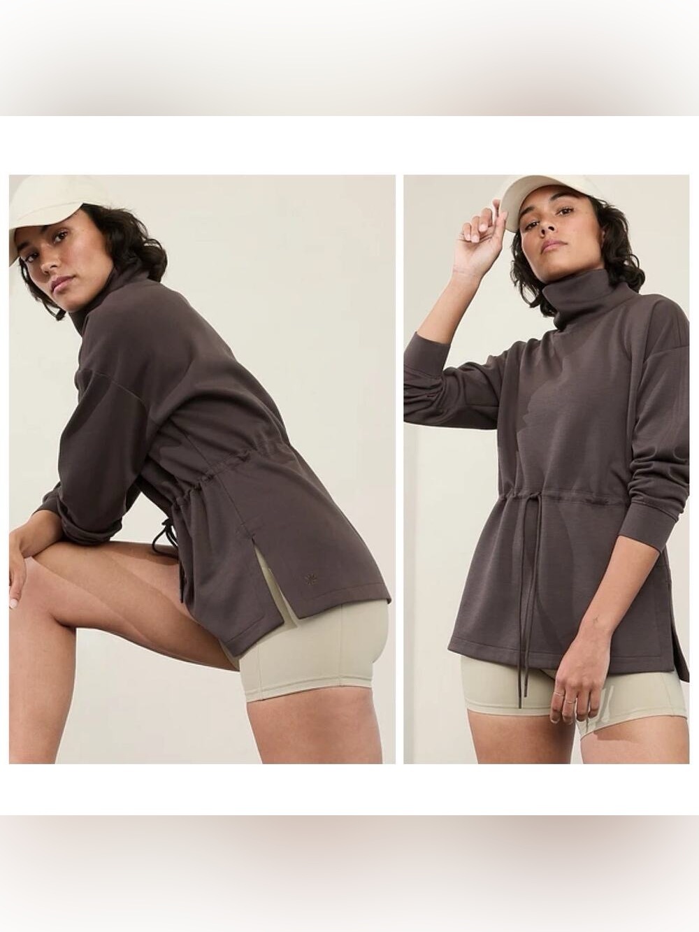 Athleta Allure Cinch Sweatshirt Women’s Small Cowl Neck Pullover EXCELLENT condi